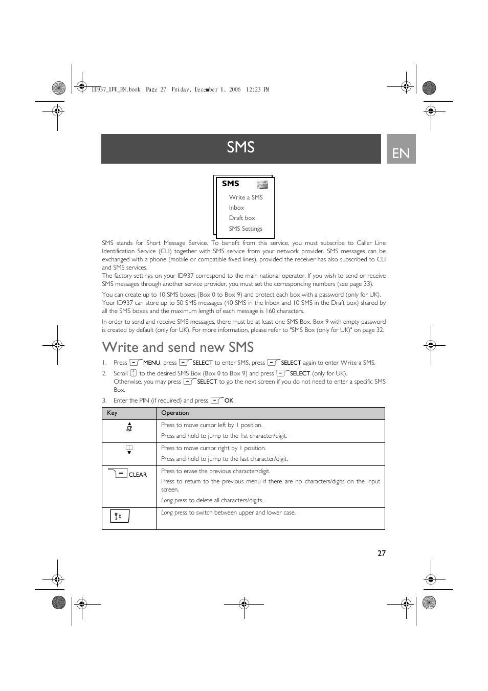 Write and send new sms | Philips ID937 User Manual | Page 27 / 63