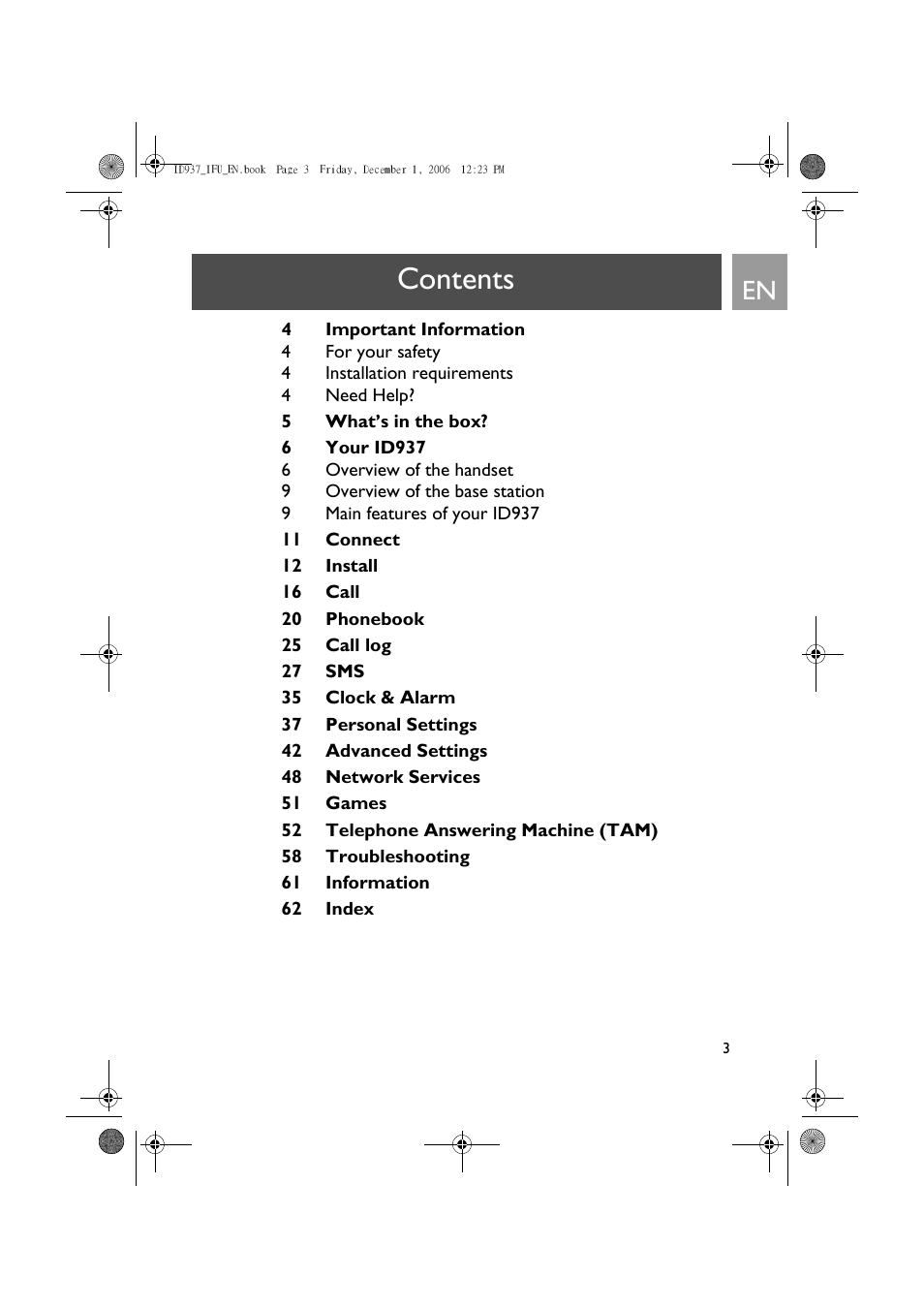 Philips ID937 User Manual | Page 3 / 63