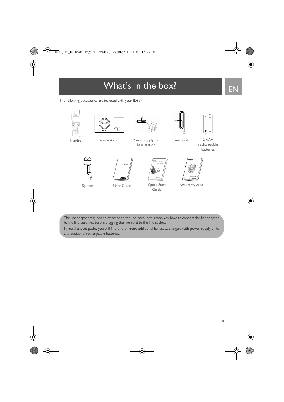 What’s in the box | Philips ID937 User Manual | Page 5 / 63