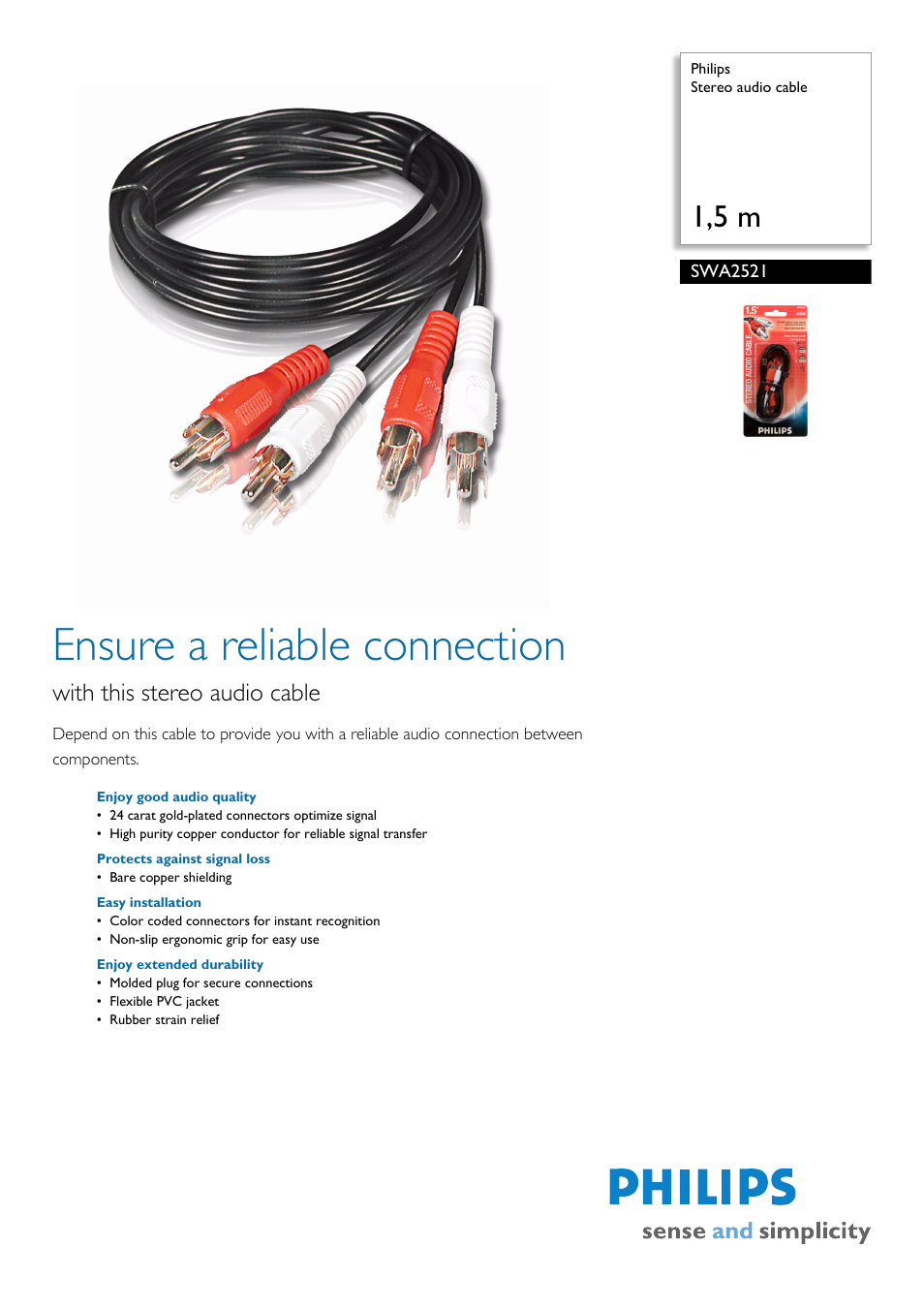 Philips SWA2521 User Manual | 2 pages