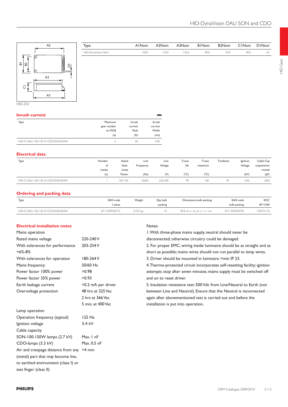 Hid-dynavision dali son and cdo | Philips 220-230-240V User Manual | Page 113 / 172