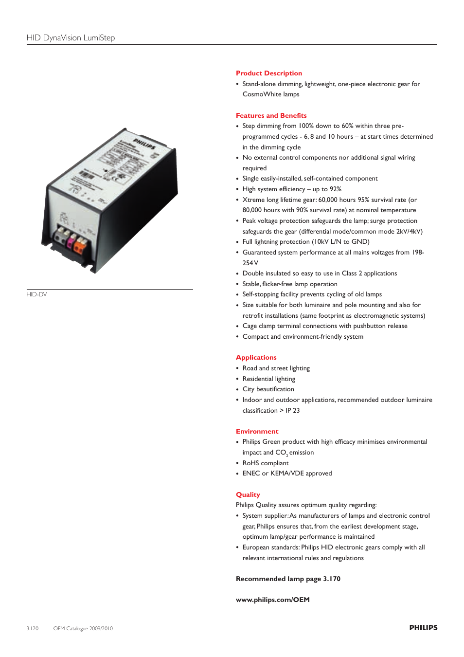 Hid dynavision lumistep | Philips 220-230-240V User Manual | Page 120 / 172