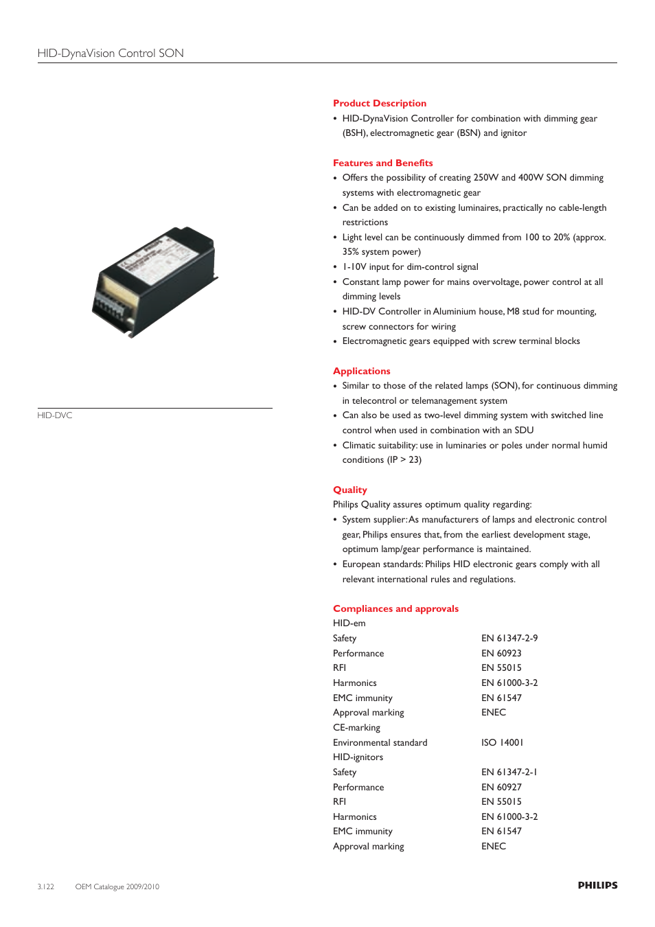 Hid-dynavision control son | Philips 220-230-240V User Manual | Page 122 / 172