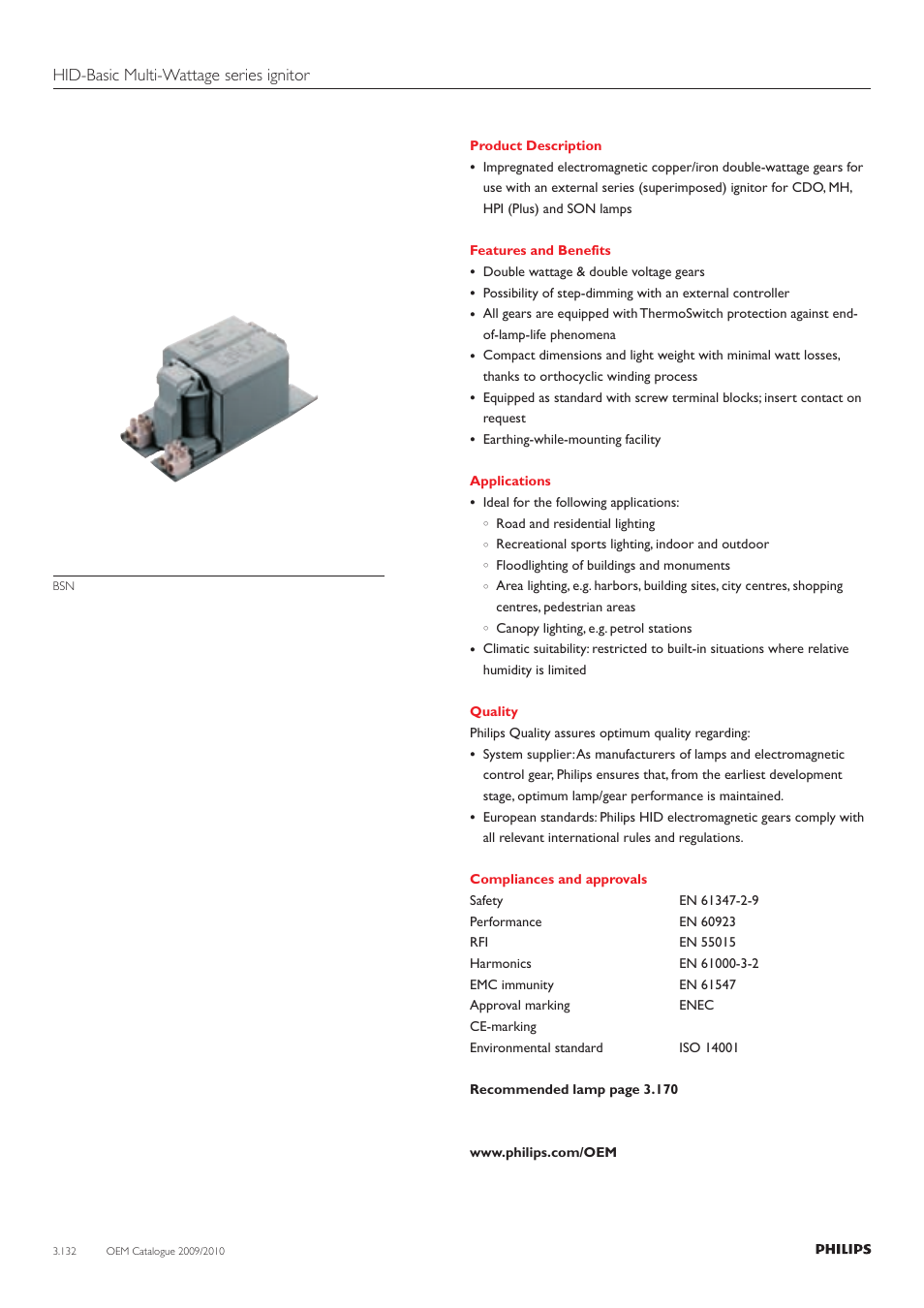 Hid-basic multi-wattage series ignitor | Philips 220-230-240V User Manual | Page 132 / 172