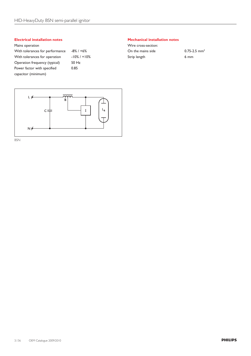 Hid-heavyduty bsn semi-parallel ignitor | Philips 220-230-240V User Manual | Page 136 / 172