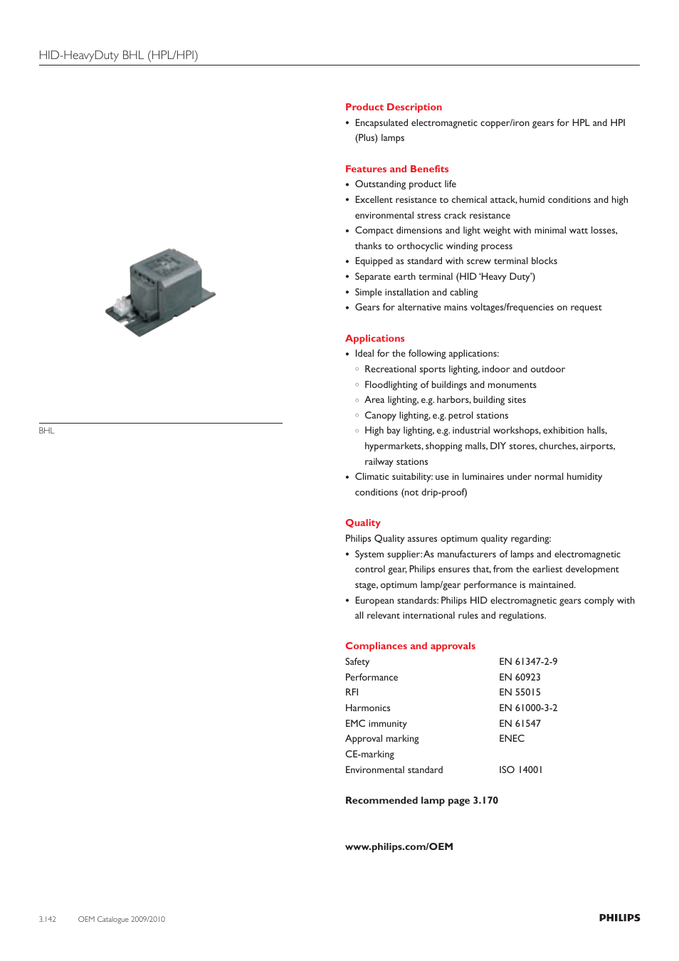 Hid-heavyduty bhl (hpl/hpi) | Philips 220-230-240V User Manual | Page 142 / 172