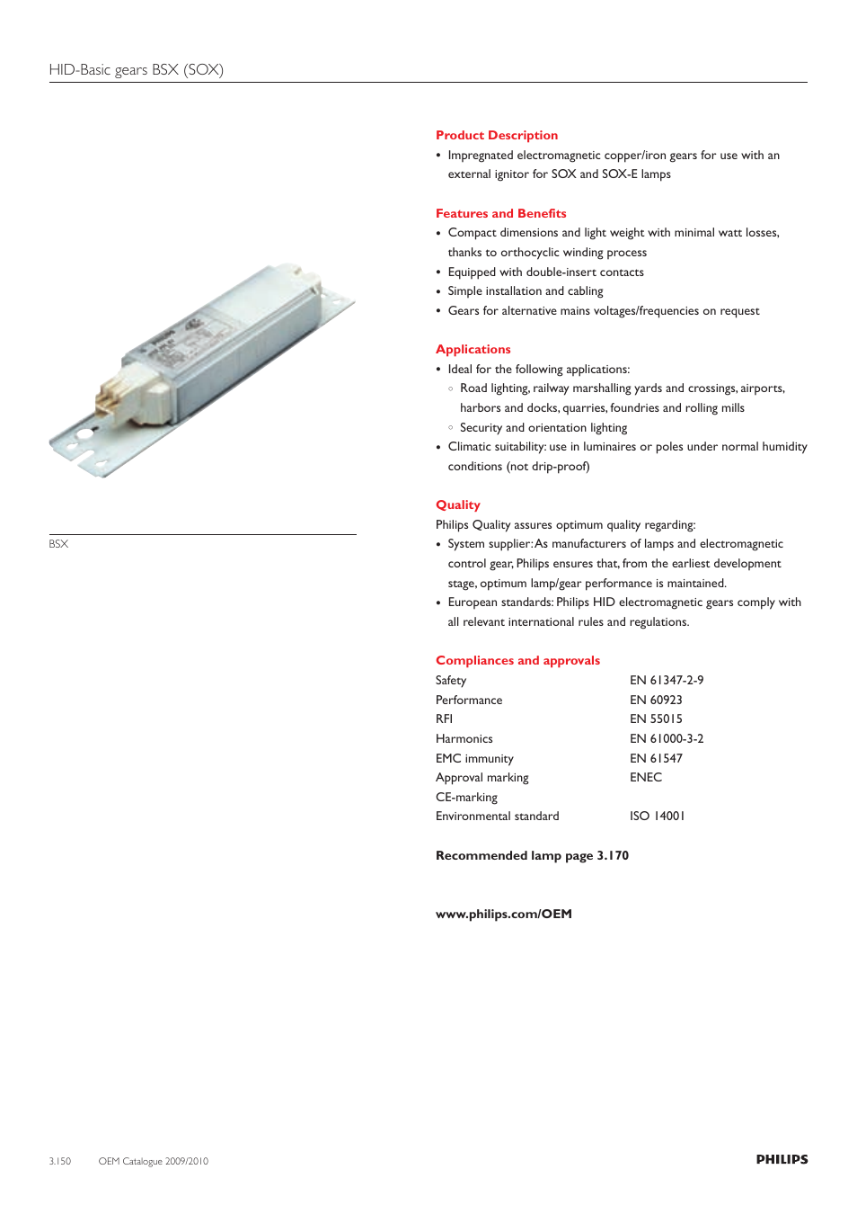 Hid-basic gears bsx (sox) | Philips 220-230-240V User Manual | Page 150 / 172