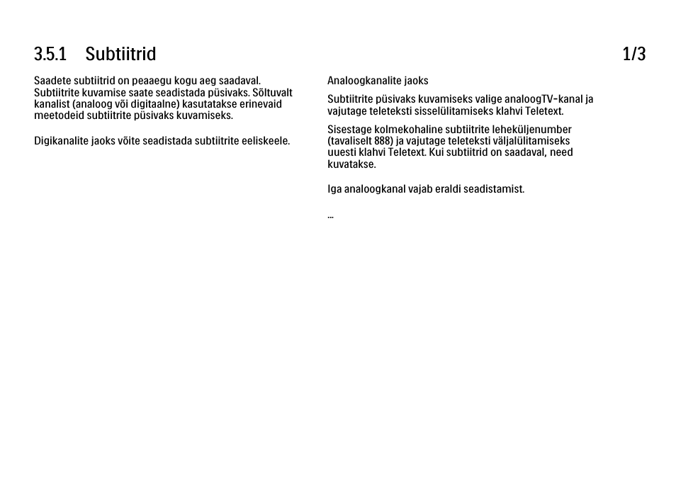 5 subtiitrid ja keeled, 1 subtiitrid, 1 subtiitrid 1/3 | Philips 40PFL9704H User Manual | Page 134 / 265