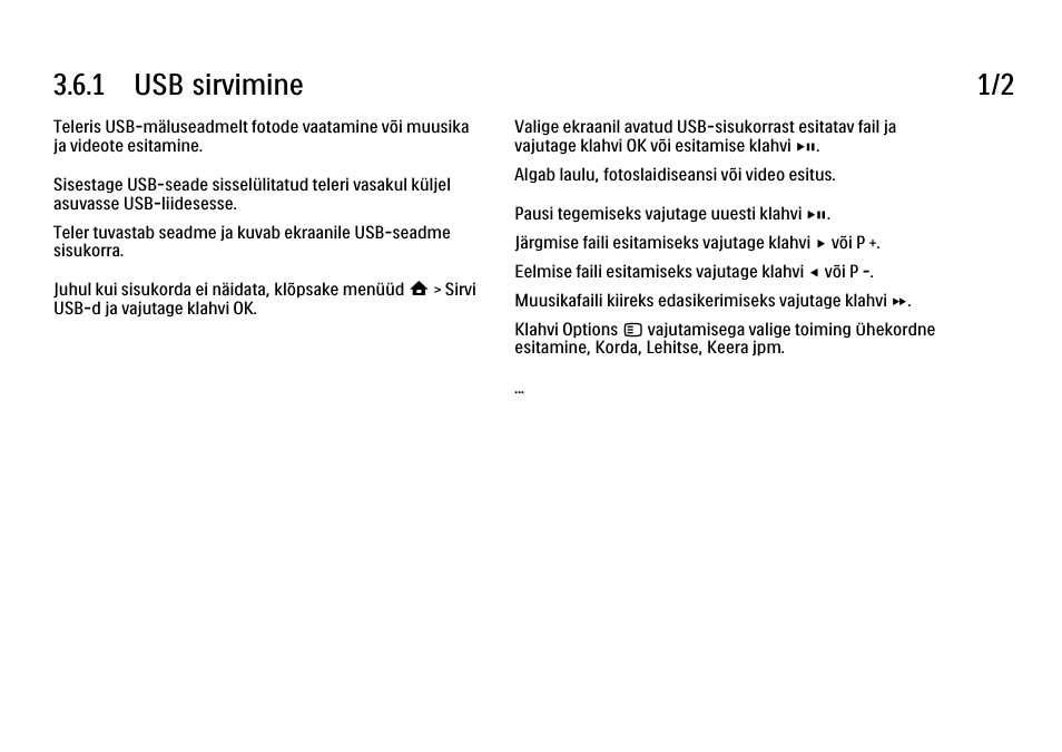 6 multimeedia, 1 usb sirvimine, 1 usb sirvimine 1/2 | Philips 40PFL9704H User Manual | Page 138 / 265
