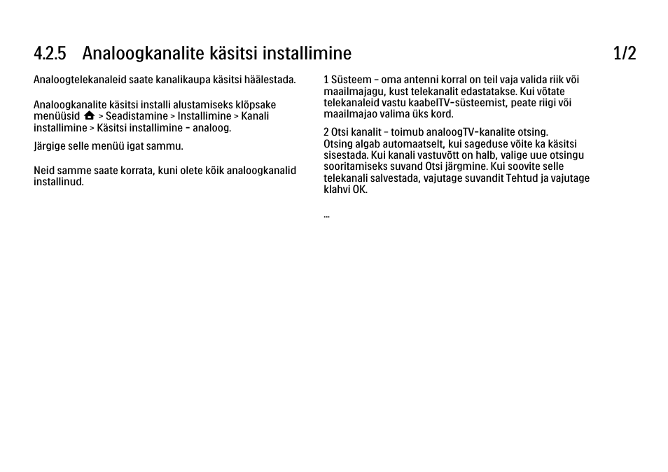 5 käsitsiinstallimine - analoogkanalid, 5 analoogkanalite käsitsi installimine 1/2 | Philips 40PFL9704H User Manual | Page 164 / 265