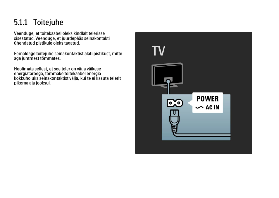 5 ühendused, 1 põhiühendused, 1 toitejuhe | Philips 40PFL9704H User Manual | Page 191 / 265