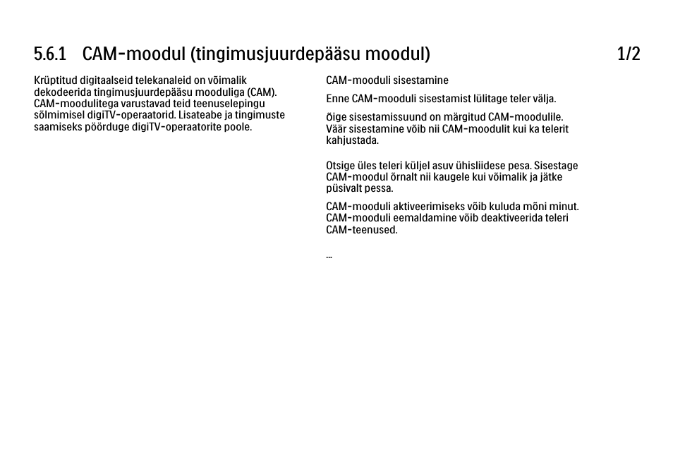 6 cam-mooduli ühisliides (ci), 1 cam, 1 cam-moodul (tingimusjuurdepääsu moodul) 1/2 | Philips 40PFL9704H User Manual | Page 235 / 265