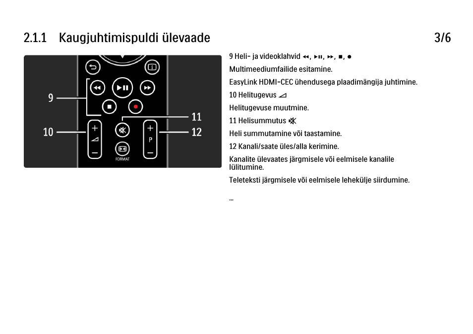 1 kaugjuhtimispuldi ülevaade 3/6 | Philips 40PFL9704H User Manual | Page 42 / 265
