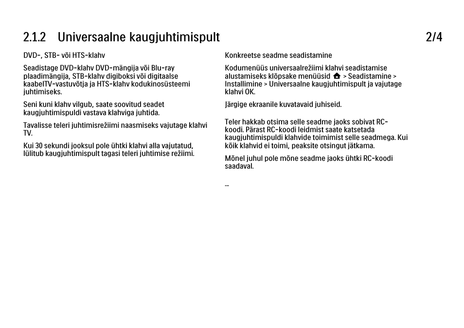 2 universaalne kaugjuhtimispult 2/4 | Philips 40PFL9704H User Manual | Page 47 / 265