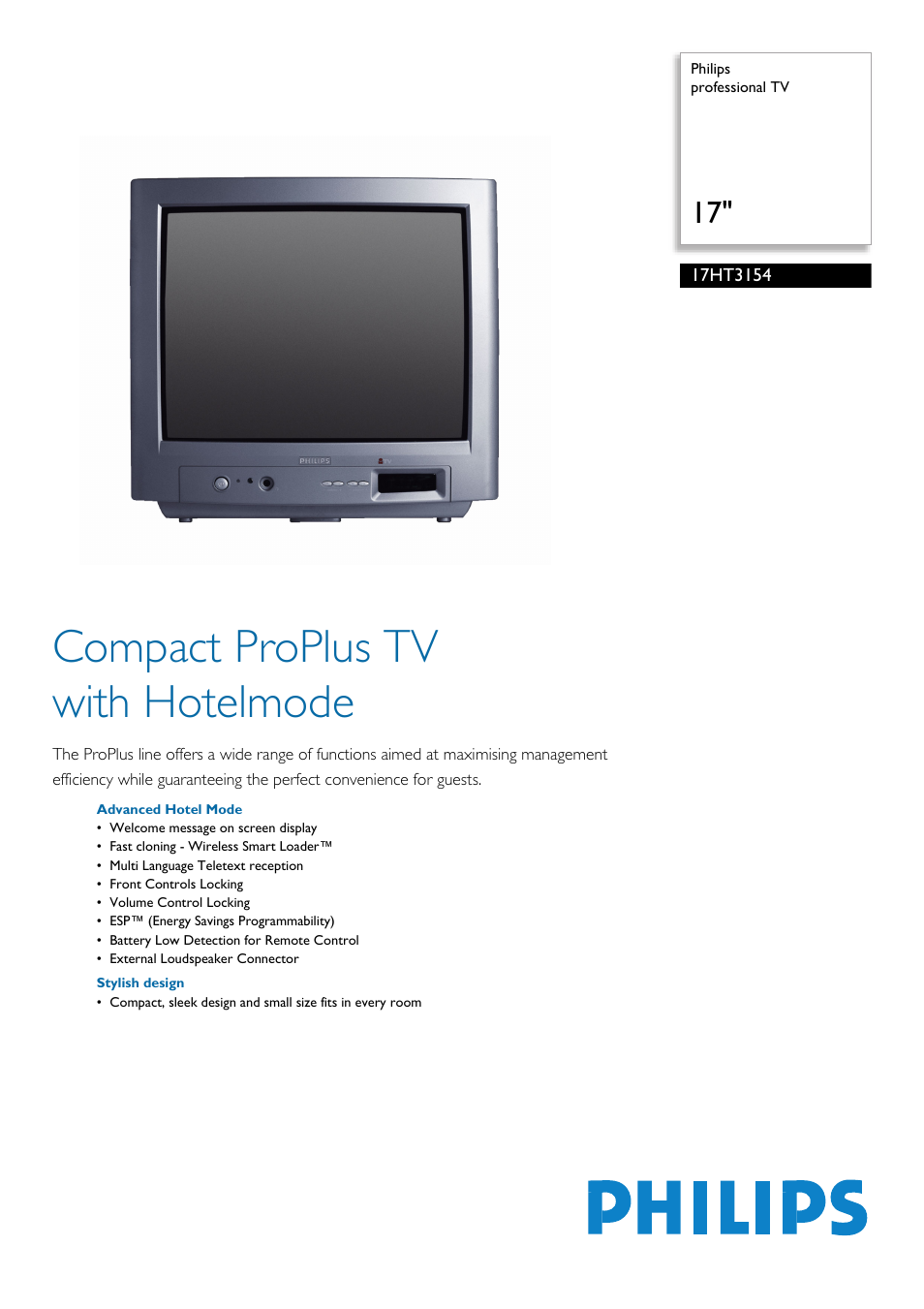 Philips 17HT3154 User Manual | 2 pages