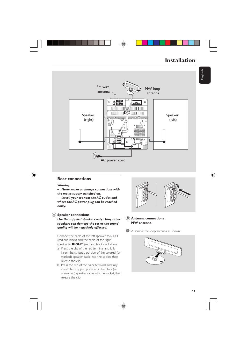 Installation | Philips MCM275 User Manual | Page 11 / 28