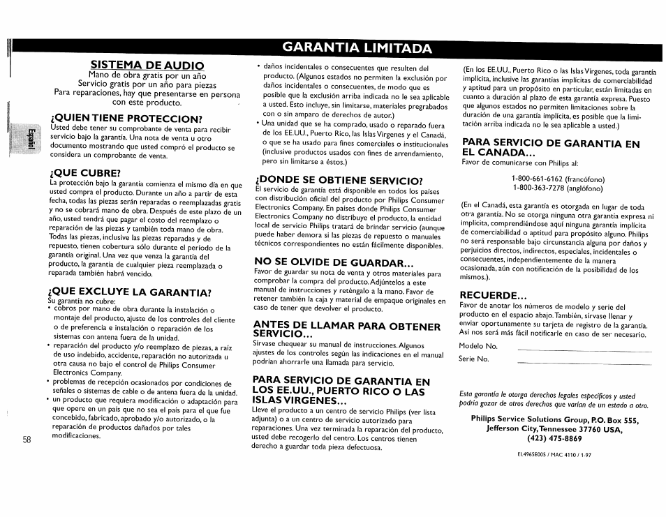 Sistema pe audio, Garantia limitada | Philips FW45C User Manual | Page 58 / 80