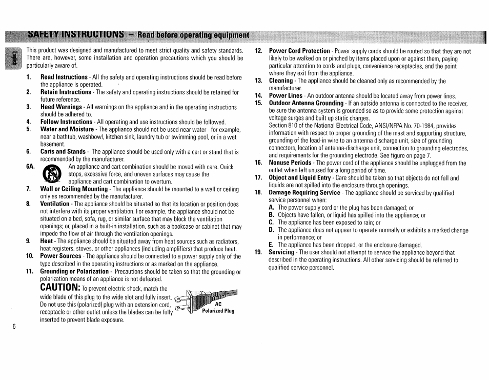 Caution | Philips FW45C User Manual | Page 6 / 80