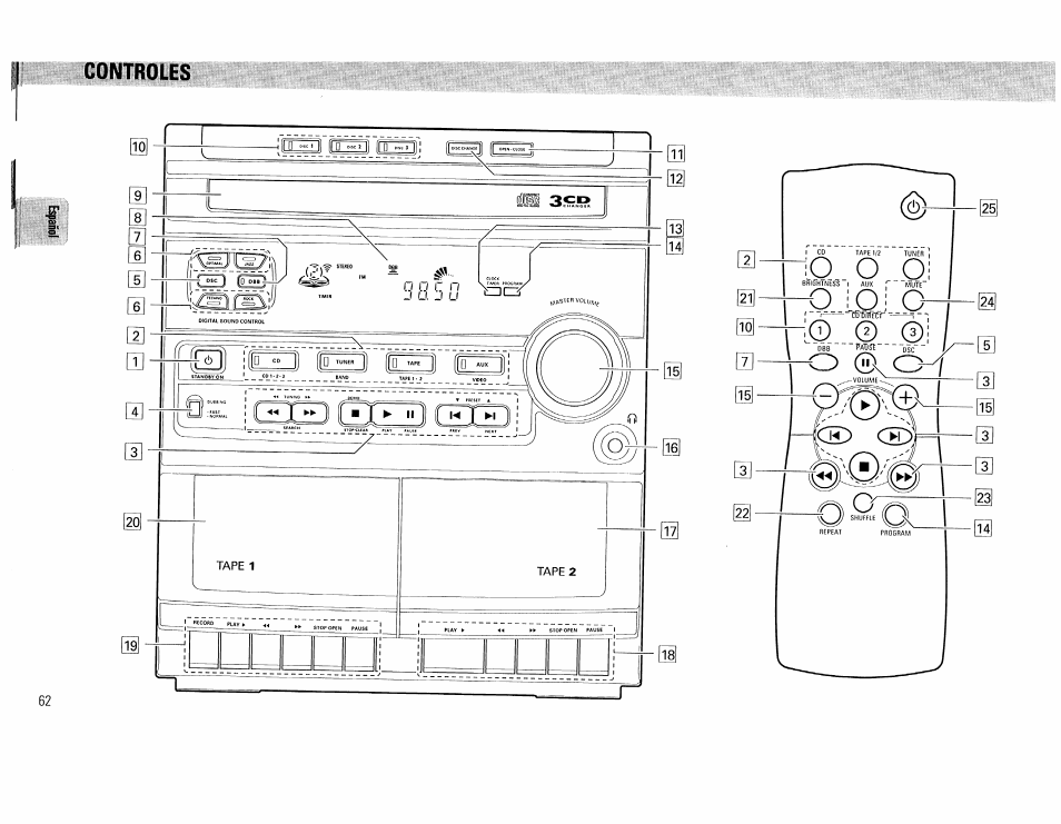 Controles, Controls -13, 10 o oi | I o ! o i o | Philips FW45C User Manual | Page 62 / 80