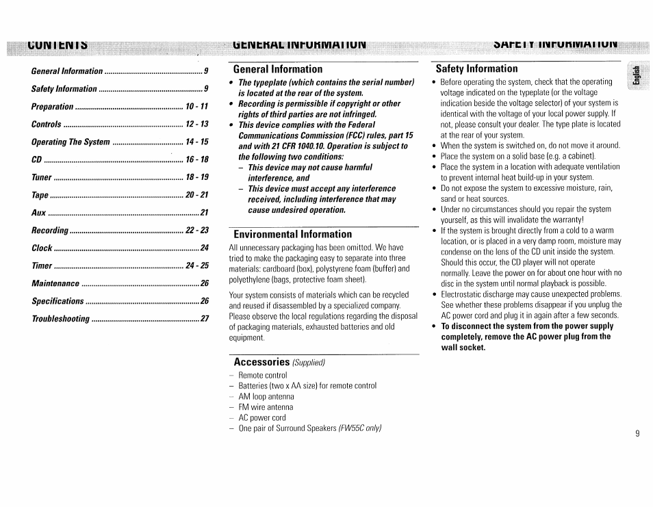 Uuraitms | Philips FW45C User Manual | Page 9 / 80