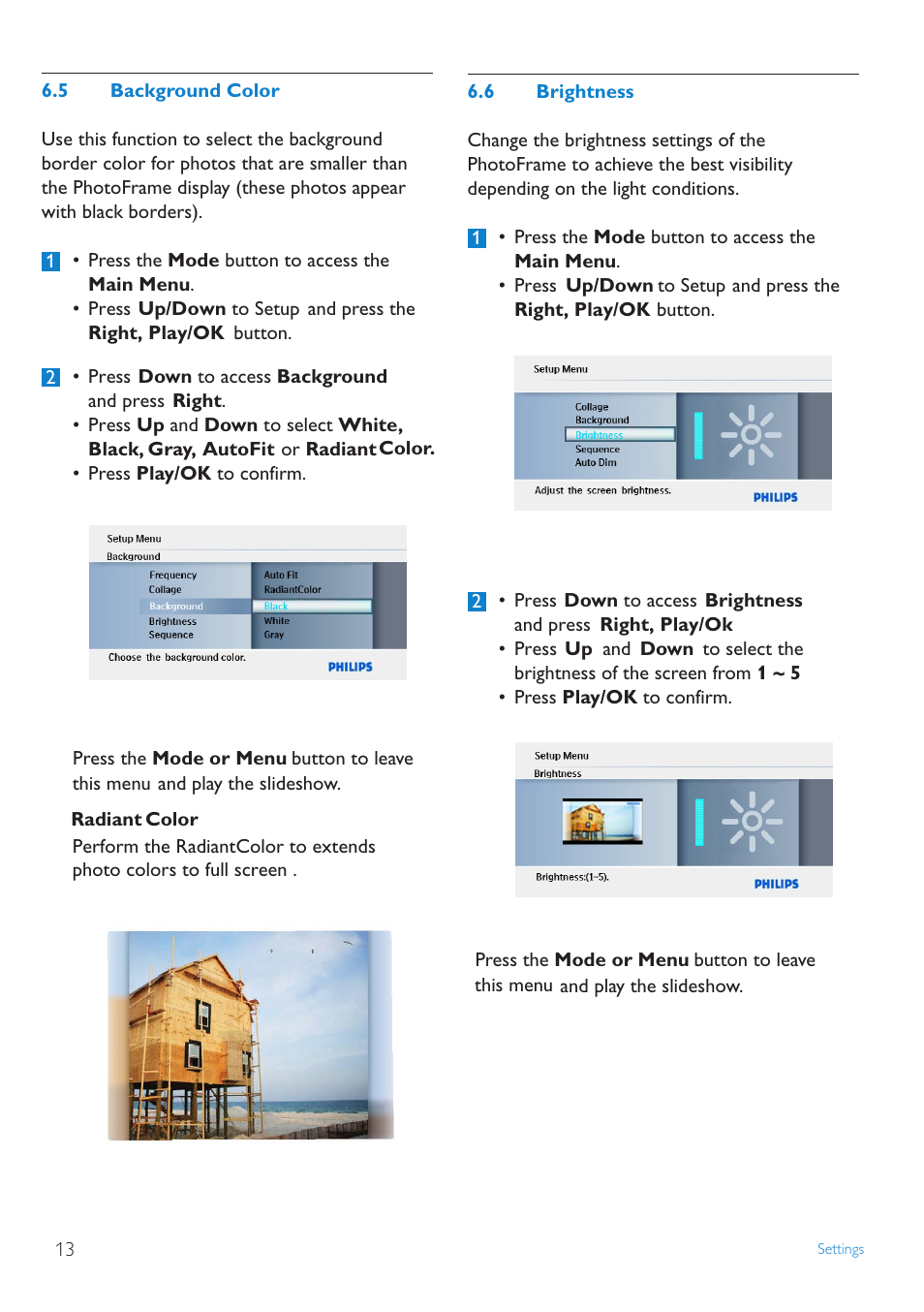 Collage, Background.color | Philips SPF1007/10 User Manual | Page 14 / 23