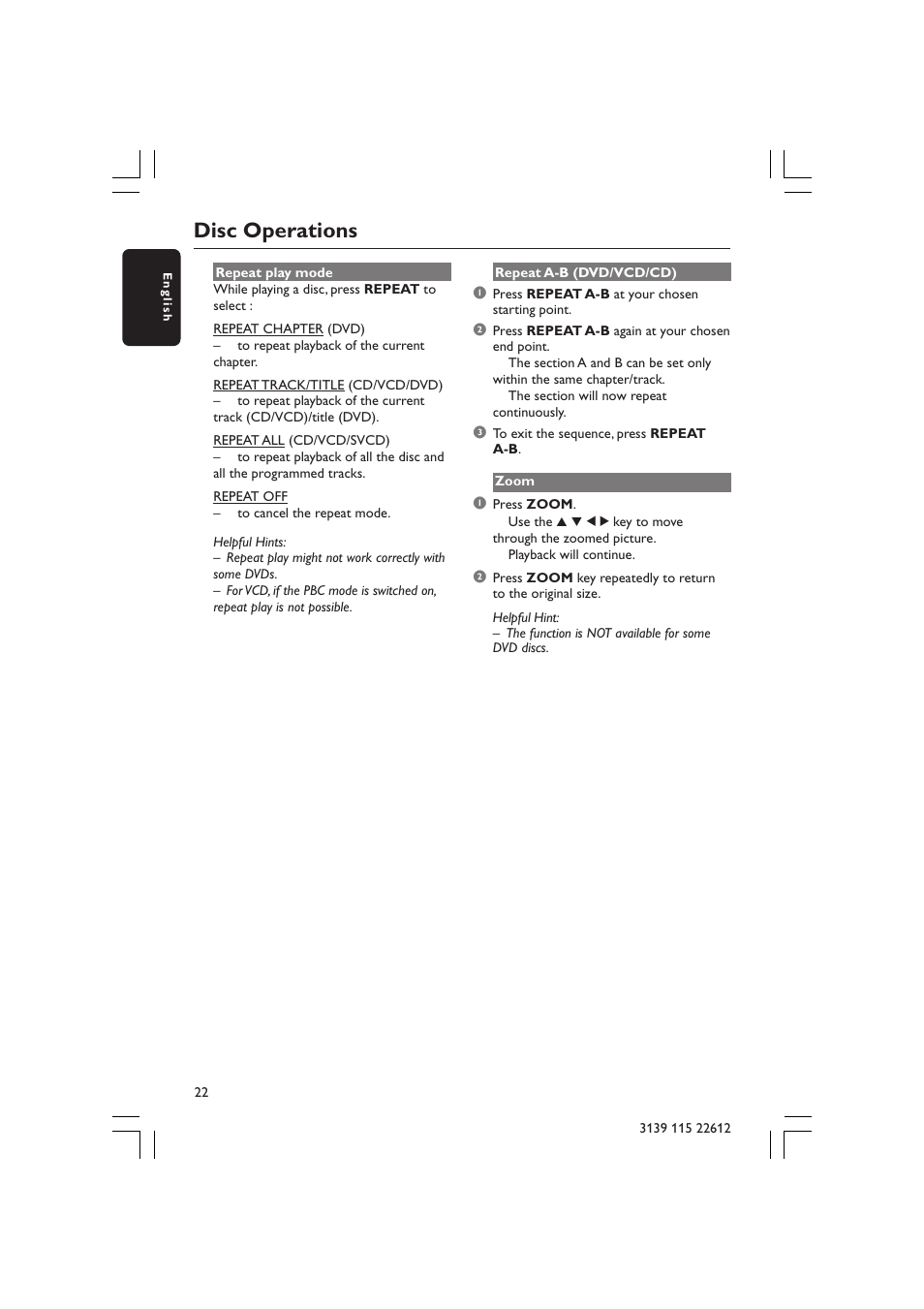 Disc operations | Philips LX3600D/25 User Manual | Page 22 / 41