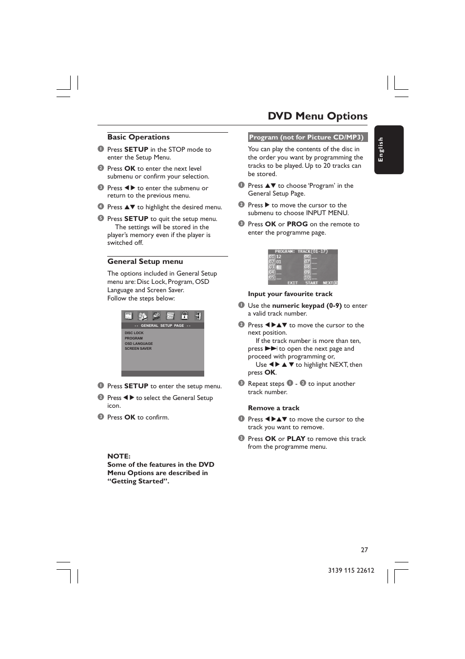 Dvd menu options | Philips LX3600D/25 User Manual | Page 27 / 41