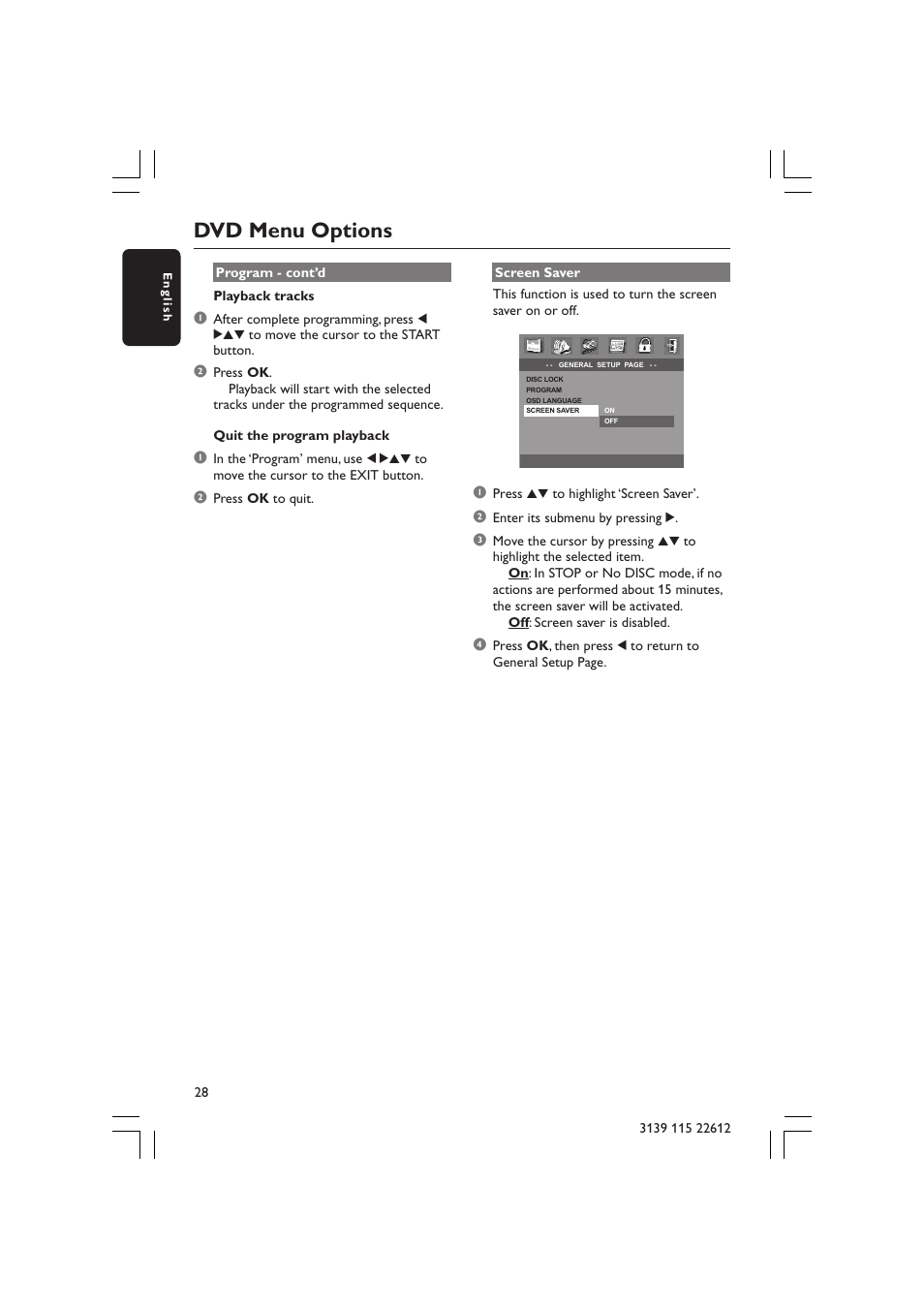 Dvd menu options | Philips LX3600D/25 User Manual | Page 28 / 41