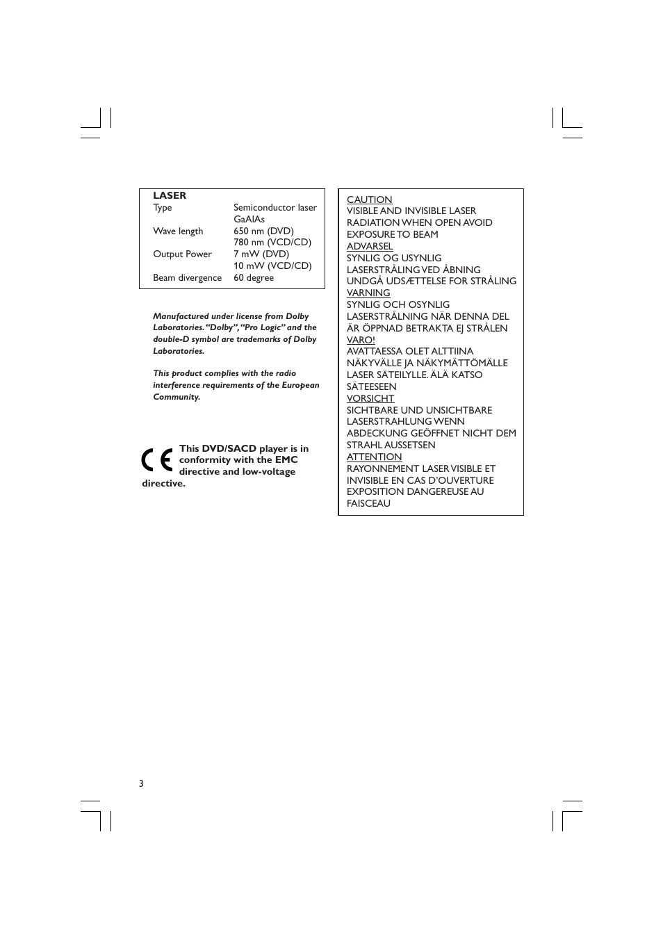 Philips LX3600D/25 User Manual | Page 3 / 41