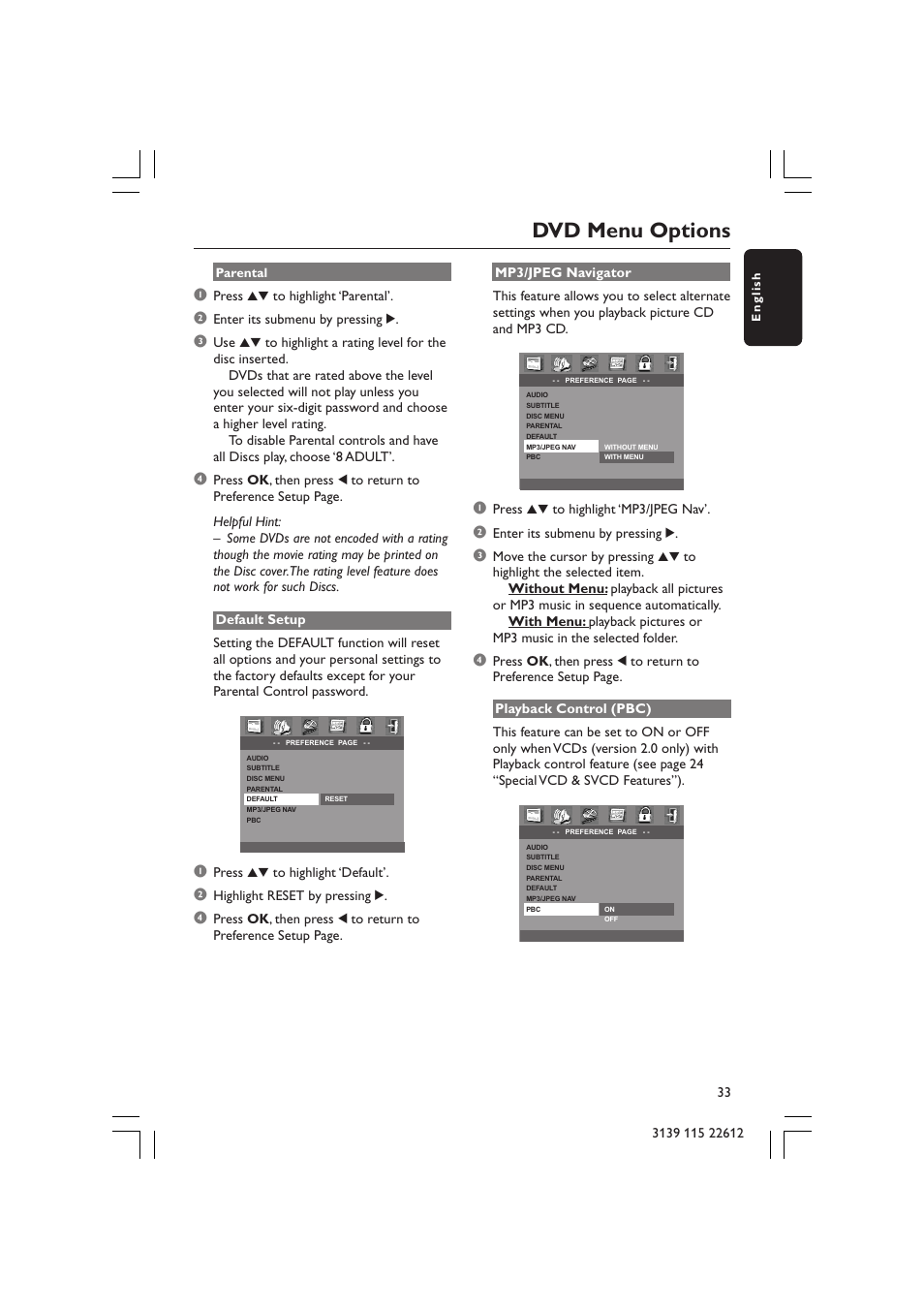 Dvd menu options | Philips LX3600D/25 User Manual | Page 33 / 41