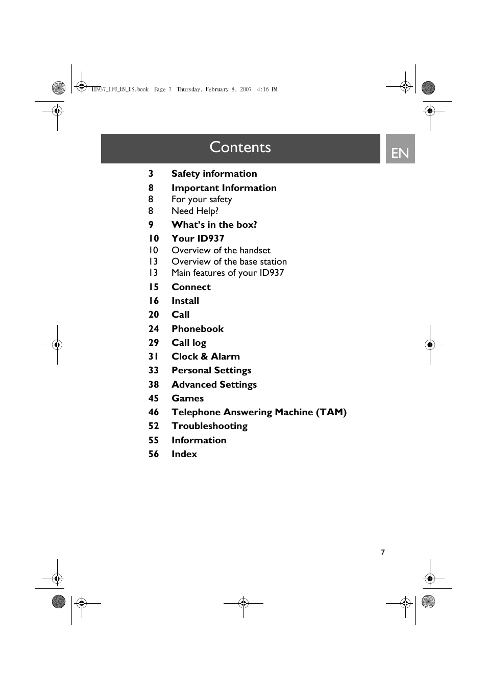 Philips ID937 User Manual | Page 7 / 58