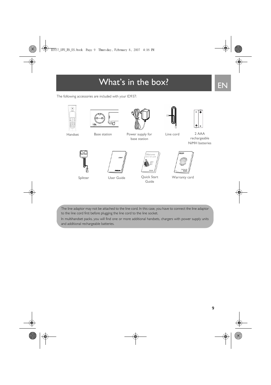 What's in the box, What’s in the box | Philips ID937 User Manual | Page 9 / 58