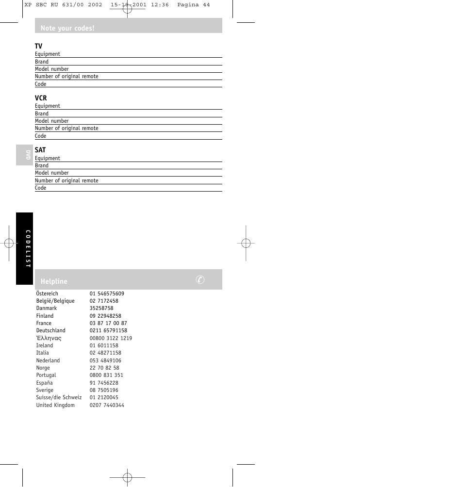 Philips RU631/00 User Manual | Page 44 / 80