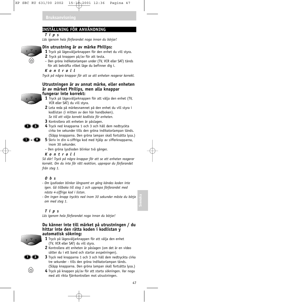 Philips RU631/00 User Manual | Page 47 / 80