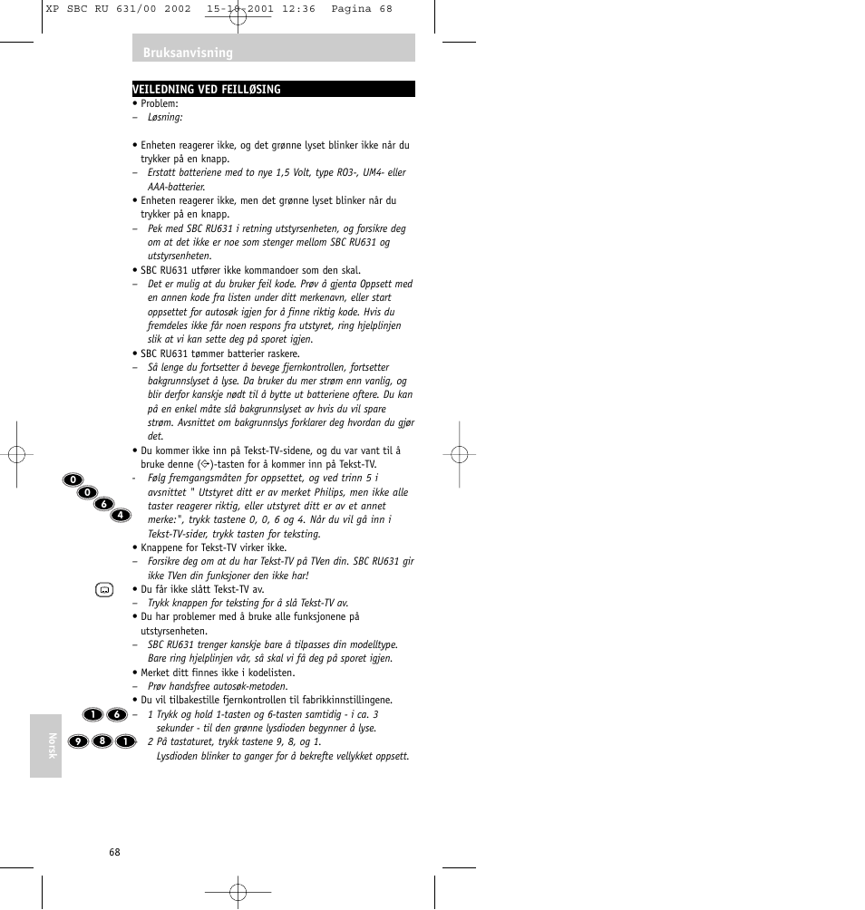 Philips RU631/00 User Manual | Page 68 / 80