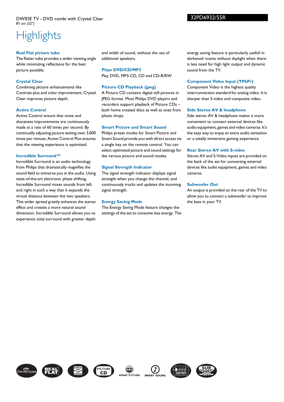 Highlights | Philips 32PD6932 User Manual | Page 2 / 3
