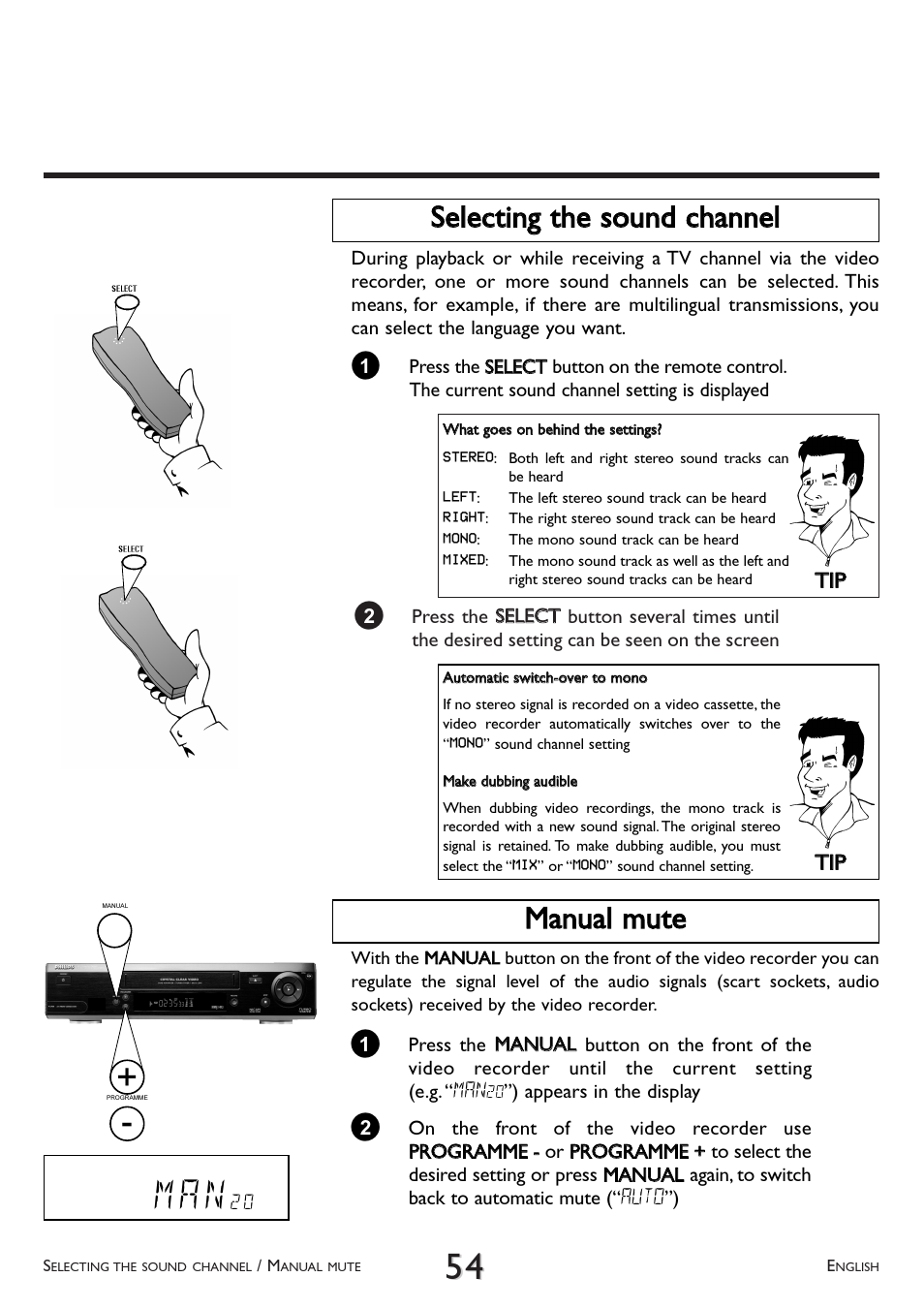 M a n, Mmaannuuaall m muuttee | Philips VR 766/07 User Manual | Page 54 / 64