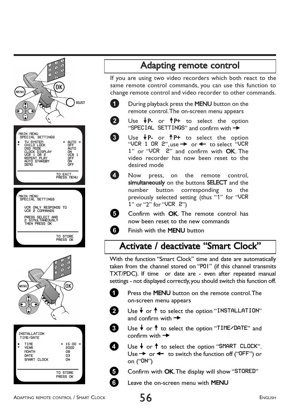 Aaddaappttiinngg rreem moottee ccoonnttrrooll | Philips VR 766/07 User Manual | Page 56 / 64