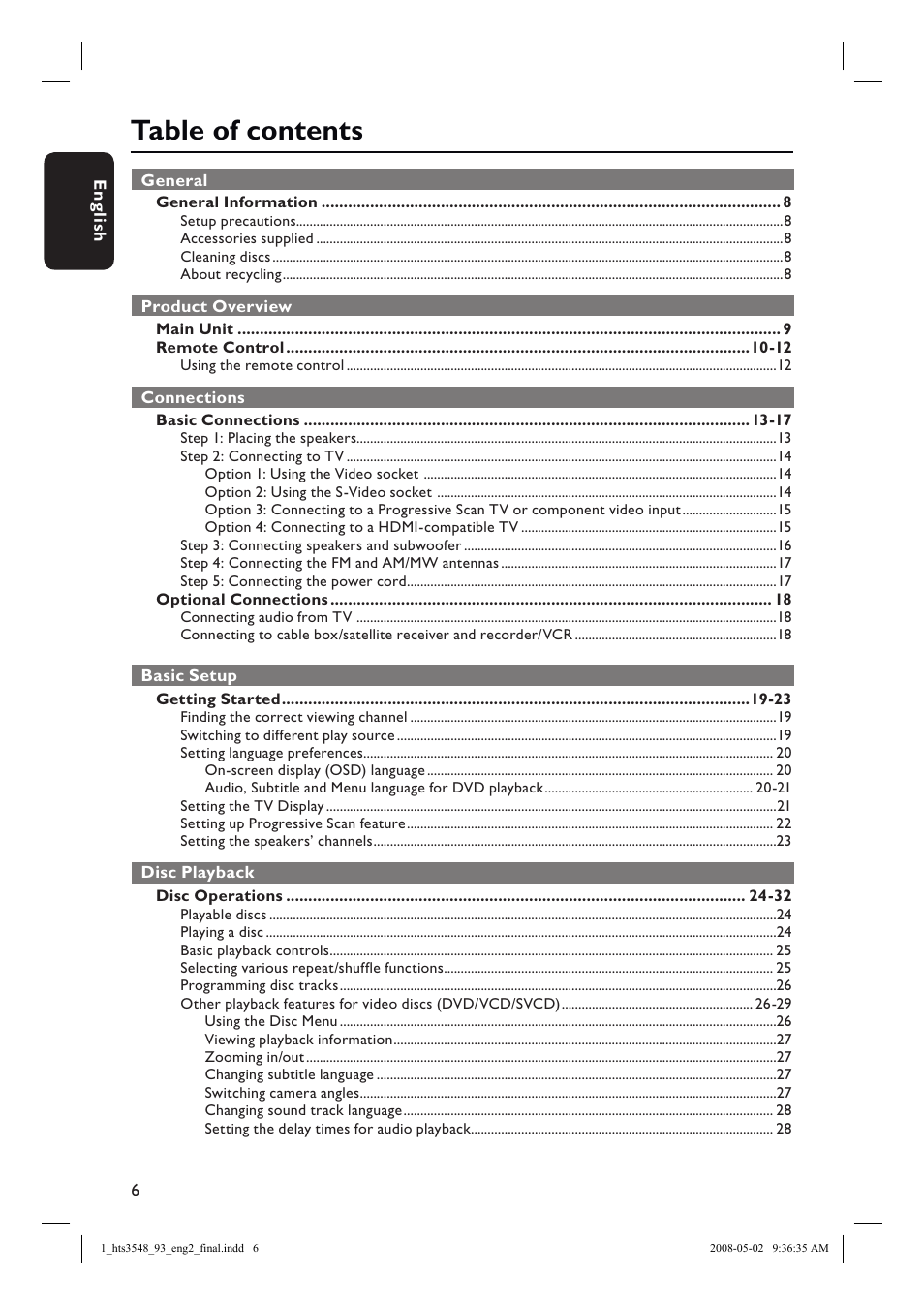 Philips HTS3548 User Manual | Page 6 / 53