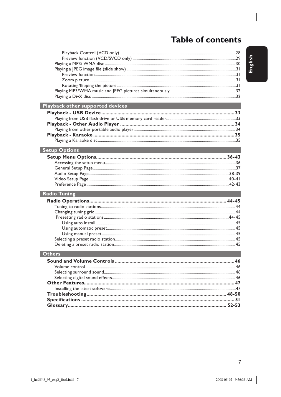 Philips HTS3548 User Manual | Page 7 / 53