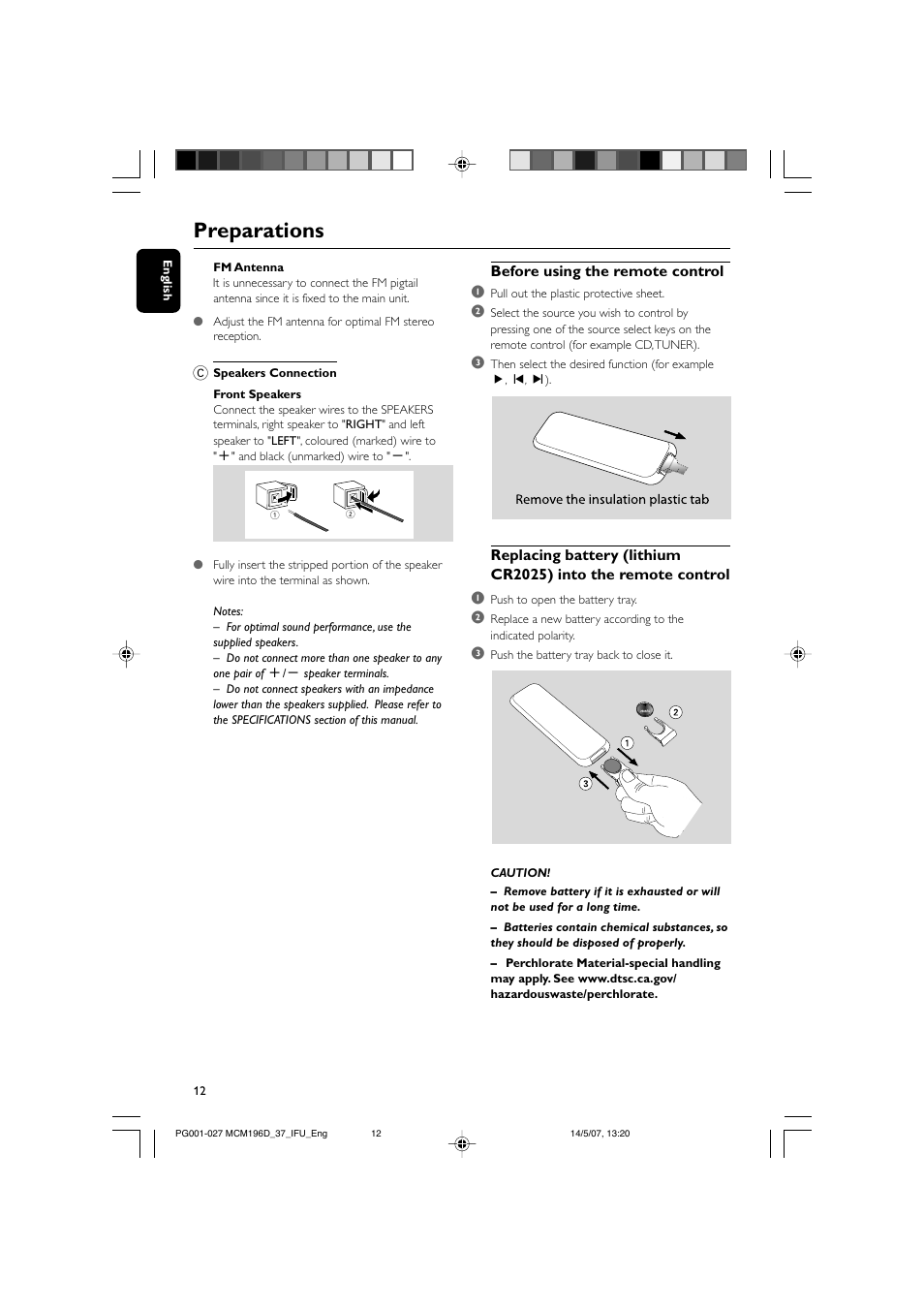 Preparations | Philips MCM196D/37B User Manual | Page 12 / 29