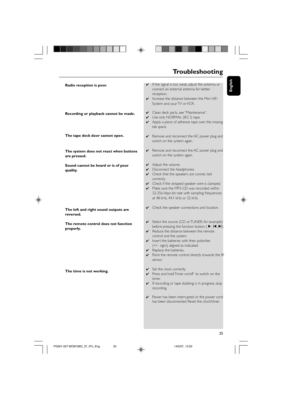 Troubleshooting | Philips MCM196D/37B User Manual | Page 25 / 29