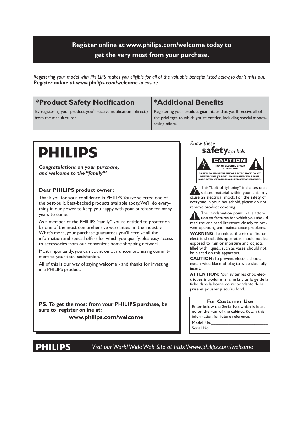 Safety, Product safety notiàcation *additional benefits | Philips AJ7040D User Manual | Page 3 / 19