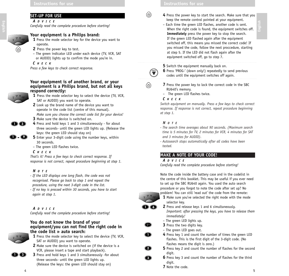 Instructions for use, Set-up for use, Your equipment is a philips brand: 1 | Philips RU640/00 User Manual | Page 3 / 31