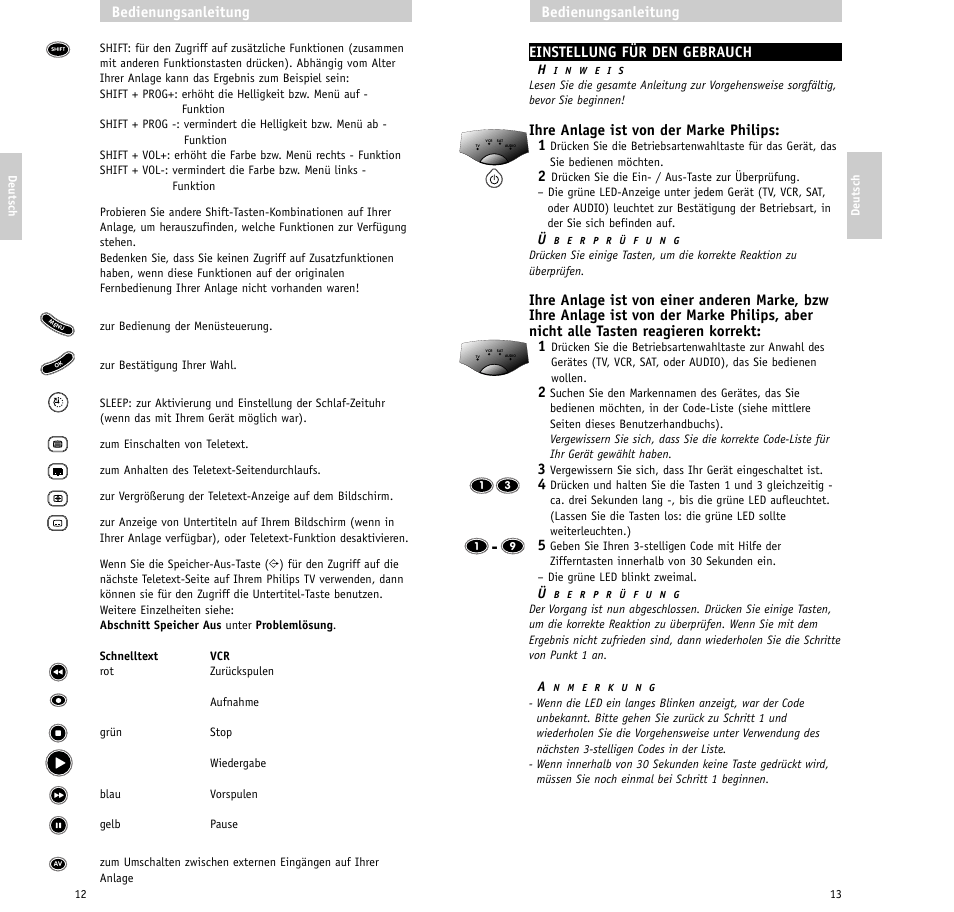 Einstellung für den gebrauch, Ihre anlage ist von der marke philips: 1, Bedienungsanleitung | Philips RU640/00 User Manual | Page 7 / 31