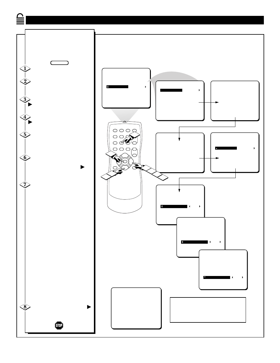 Etting the, Mart, Locking | Ptions | Philips MAGNAVOX PS1947C1 User Manual | Page 22 / 32