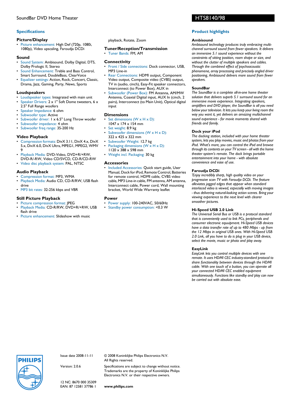 Philips HTS8140 User Manual | Page 2 / 2