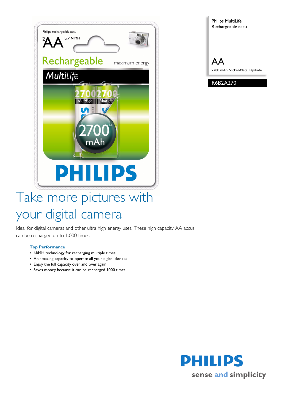 Philips R6B2A270 User Manual | 2 pages