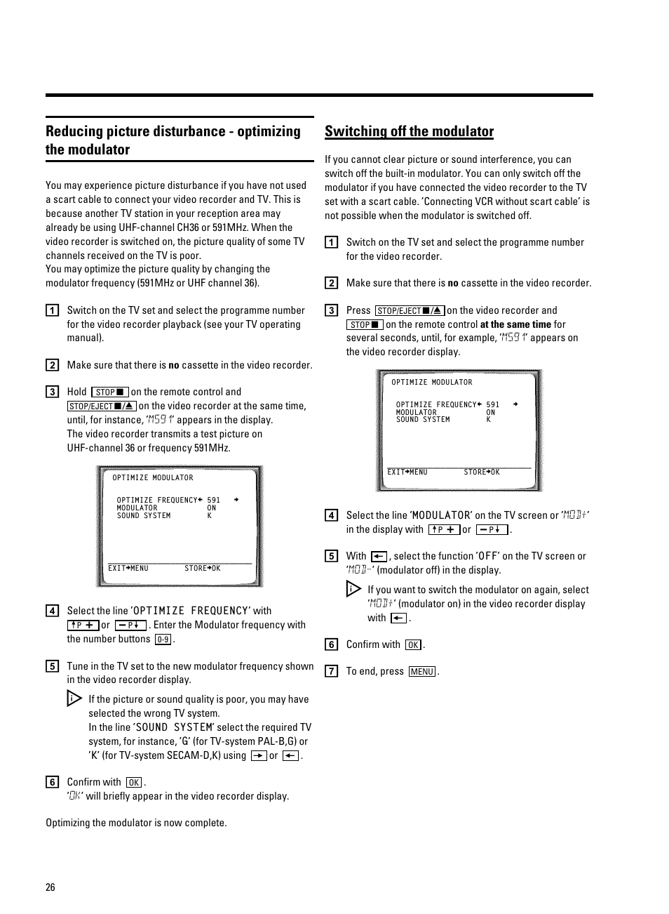 Switching off the modulator | Philips VR605A/58 User Manual | Page 28 / 32