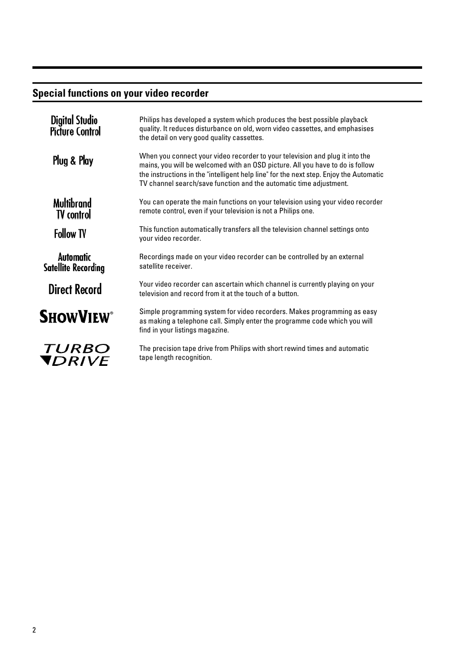 Special functions on your video recorder | Philips VR605A/58 User Manual | Page 5 / 32